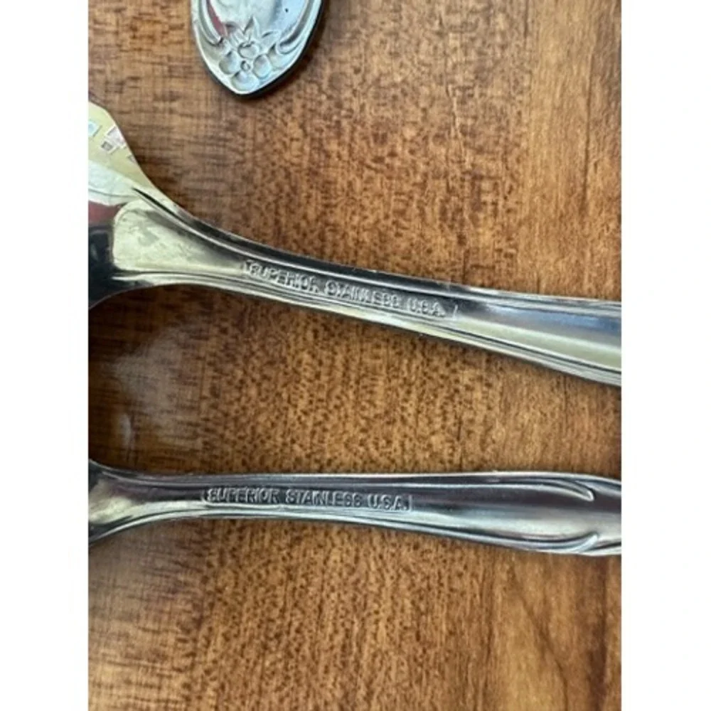 Superior Chapel Hill Stainless USA Spoons Set of‎ 3 Floral Silverware Flatware
